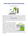 Certain Things to Know About Android Apps