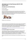 Affordable Care Act Small Business (949) 675-1920 Newport Beach