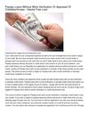 Payday Loans Without Work Verification Or Appraisal Of Creditworthiness _ Hassle Free Loan