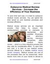 Outsource Medical Review Services - Increase the Efficiency of Your Business