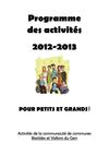 Programme des activités 2012 2013