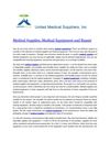 Medical Supplies, Medical Equipment and Repair