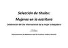 Selección de títulos: Mujeres en la escritura