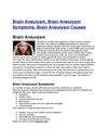 Brain Aneurysm, Brain Aneurysm Symptoms, Brain Aneurysm Causes