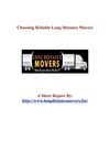 Choosing Reliable Long Distance Movers