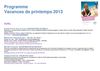 Programme manifestations enfants - Printemps 2013