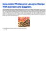 Delectable Wholesome Lasagna Recipe With Spinach and Eggplant 