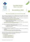 Les activités des relais territauriaux en Limousin 2012