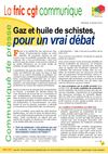 Communiqué de presse de la FNIC CGT sur gaz et huile de schistes, pour un vrai débat