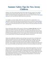Summer Safety Tips for New Jersey Children